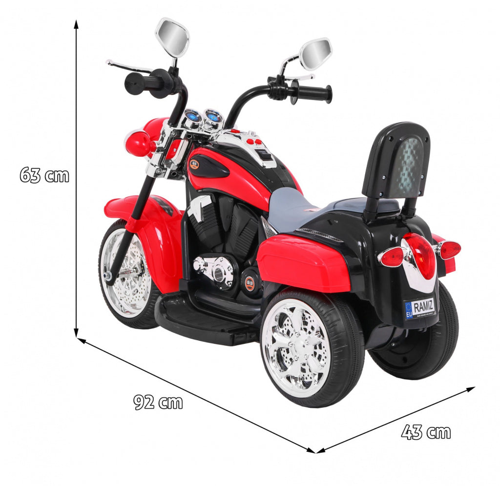 Elektrická motorka NightBike Chopper 6 V – červená