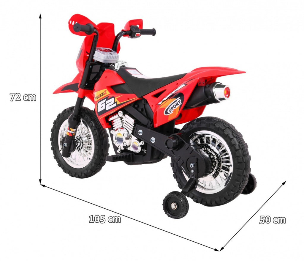 Elektrická motorka Cross 6 V – červená