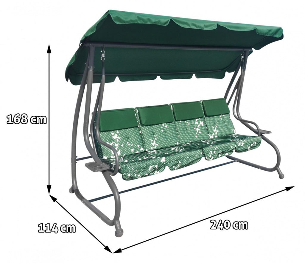 Huge Garden Swing Seat Braid 2x1 Green Butterflies