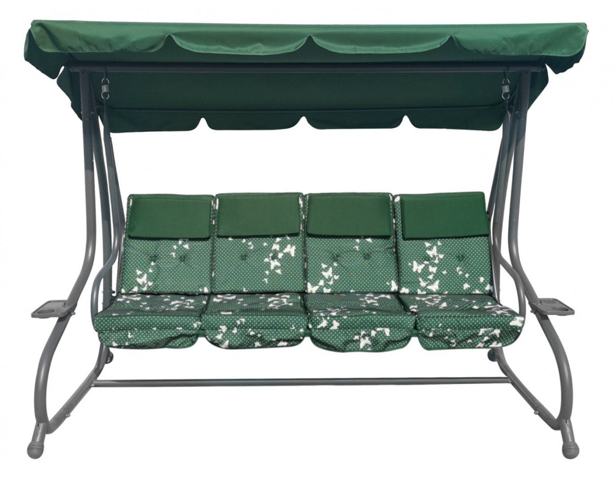Huge Garden Swing Seat Braid 2x1 Green Butterflies