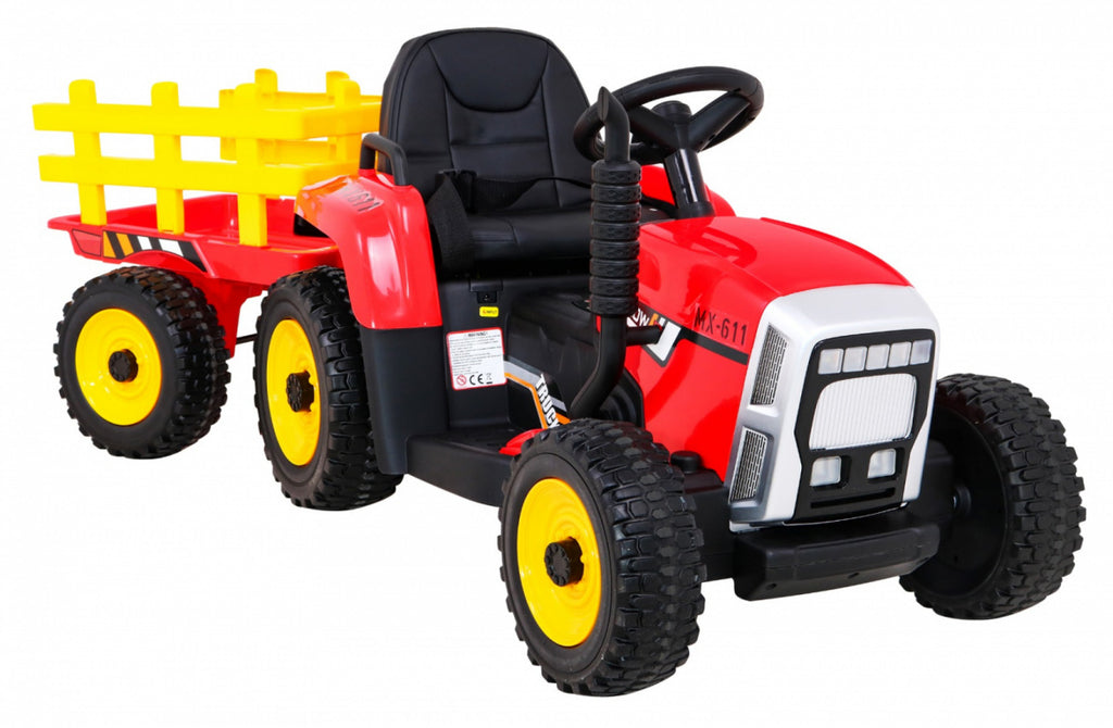 Elektrický traktor BLOW s prívesom 12 V – červený