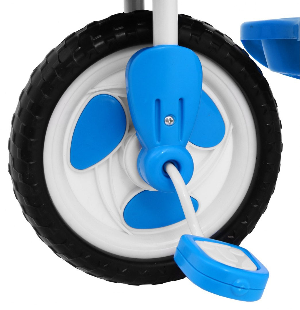 3-wheeled Blue Elephant Children's Bike + Sounds + Roof + Barrier + Footrest + Handle + Storage