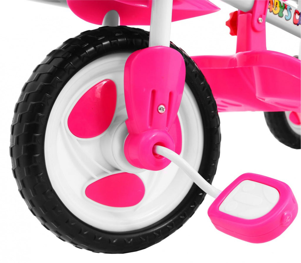 3-wheeled children's bike Elephant Pink + Sounds + Roof + Barrier + Footrest + Handle + Storage