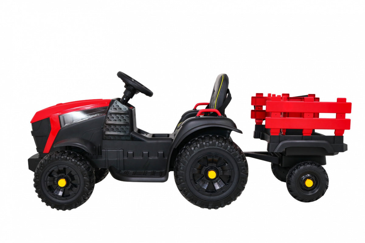 Elektrický traktor Titanium s prívesom 12 V – červený