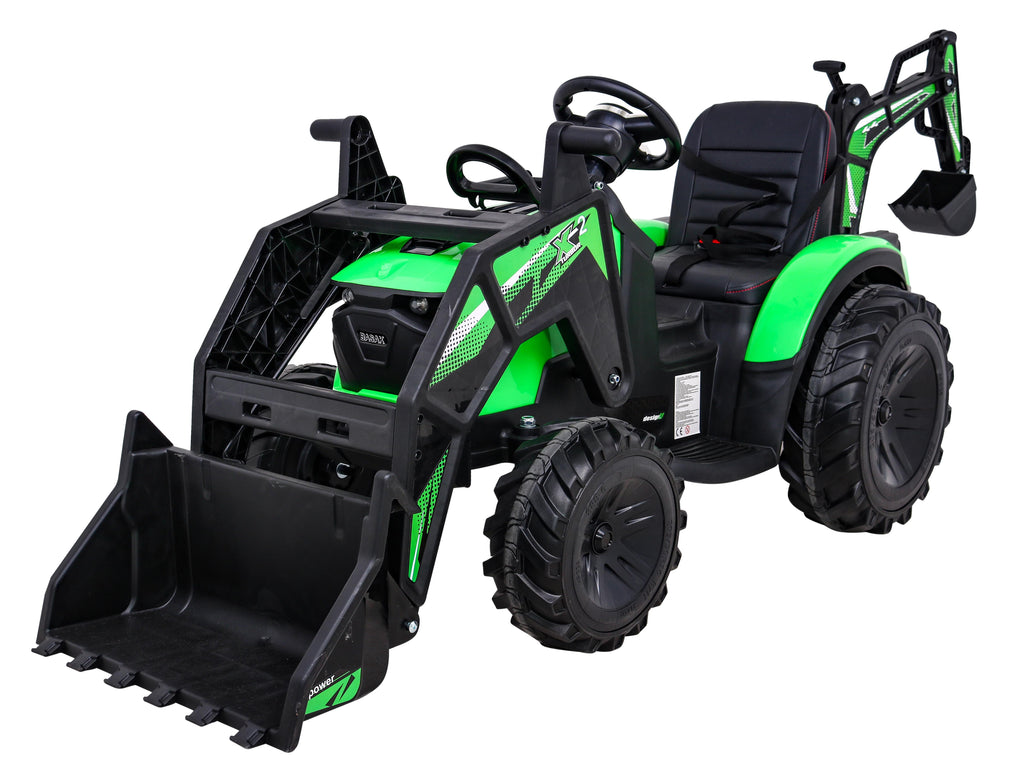 Elektrický traktor 720-T s prívesom 12 V – zelený