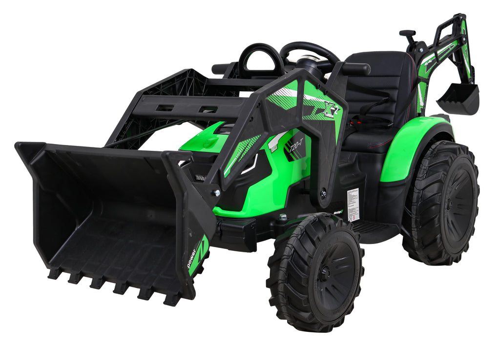 Elektrický traktor 720-T s prívesom 12 V – zelený