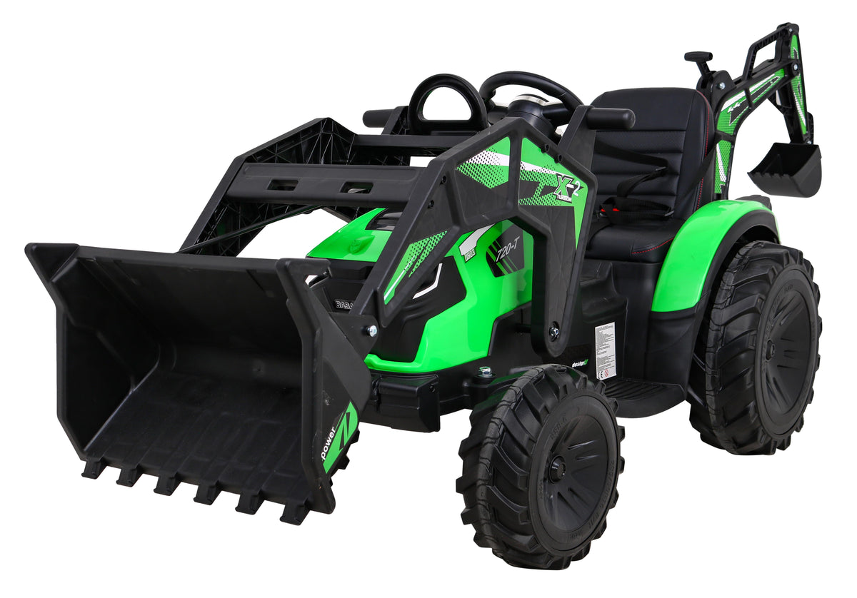 Elektrický traktor 720-T s prívesom 12 V – zelený