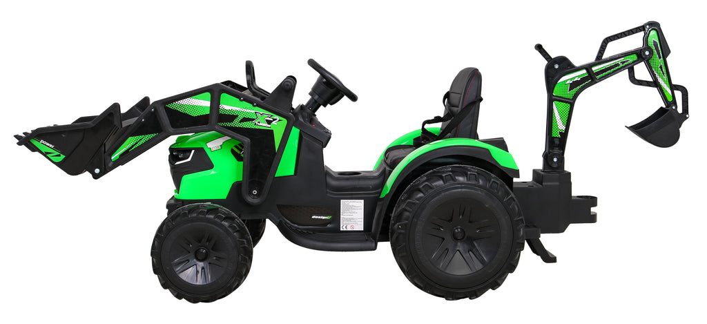 Elektrický traktor 720-T s prívesom 12 V – zelený