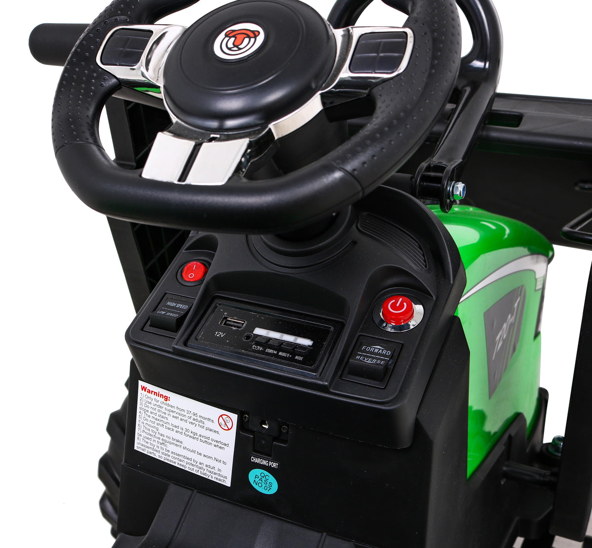 Elektrický traktor 720-T s prívesom 12 V – zelený