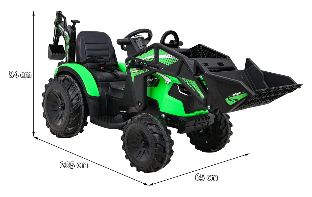 Elektrický traktor 720-T s prívesom 12 V – zelený