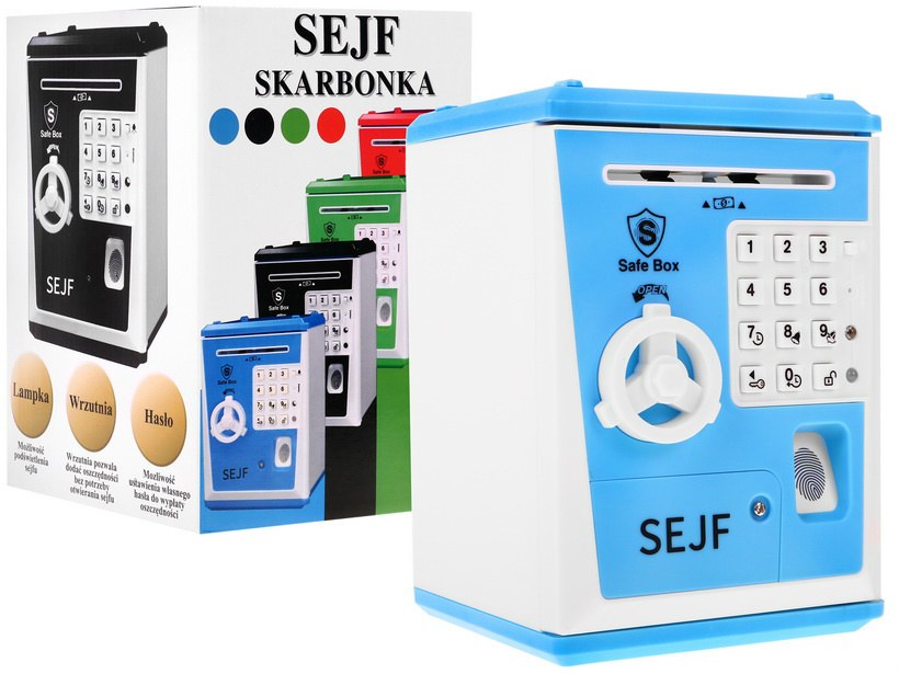 Safety Deposit Box Piggy Bank Blue