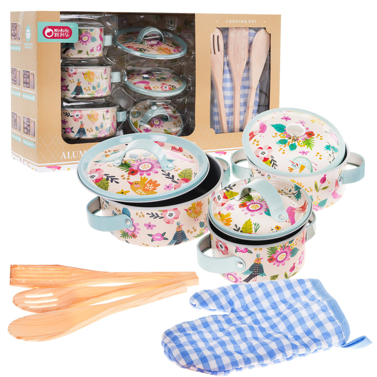 A set of aluminum pots + accessories