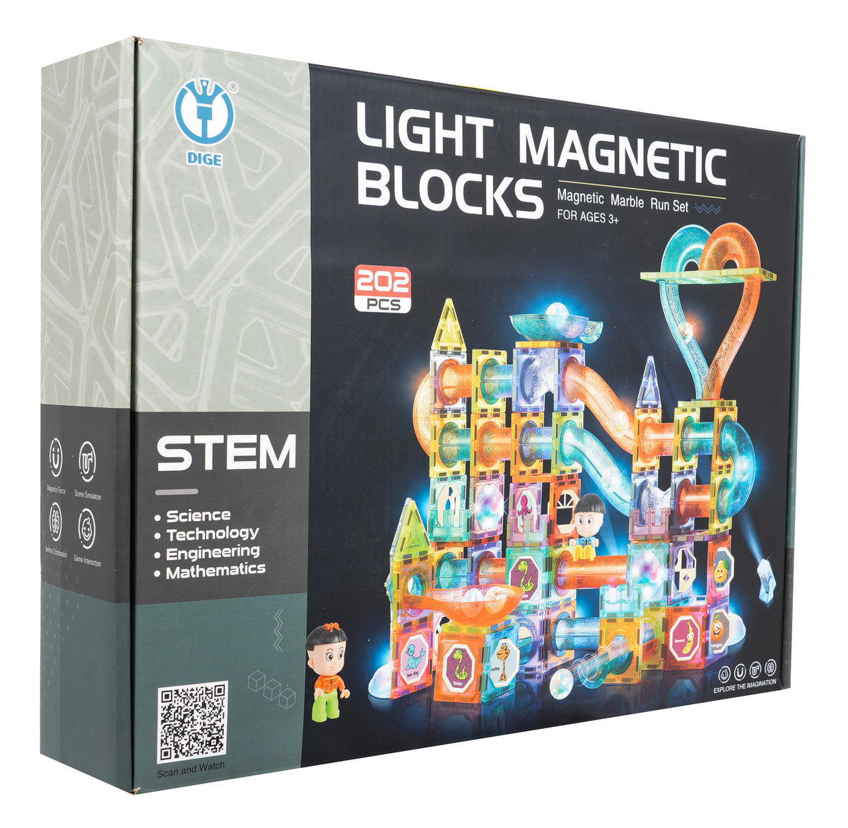 Magnetic Blocks Set of 202 elements