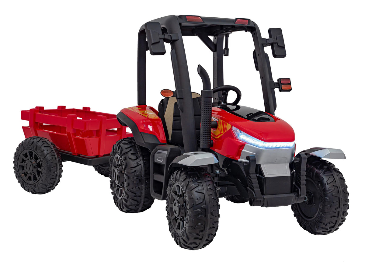 Elektrický traktor BLAST 24 V s prívesom – červený