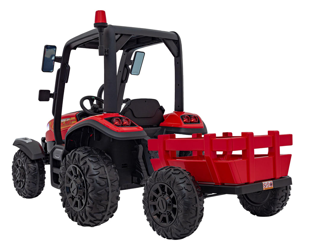 Elektrický traktor BLAST 24 V s prívesom – červený