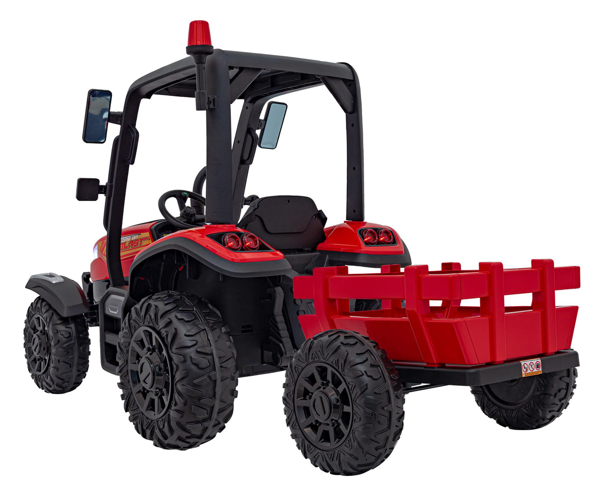 Elektrický traktor BLAST 24 V s prívesom – červený