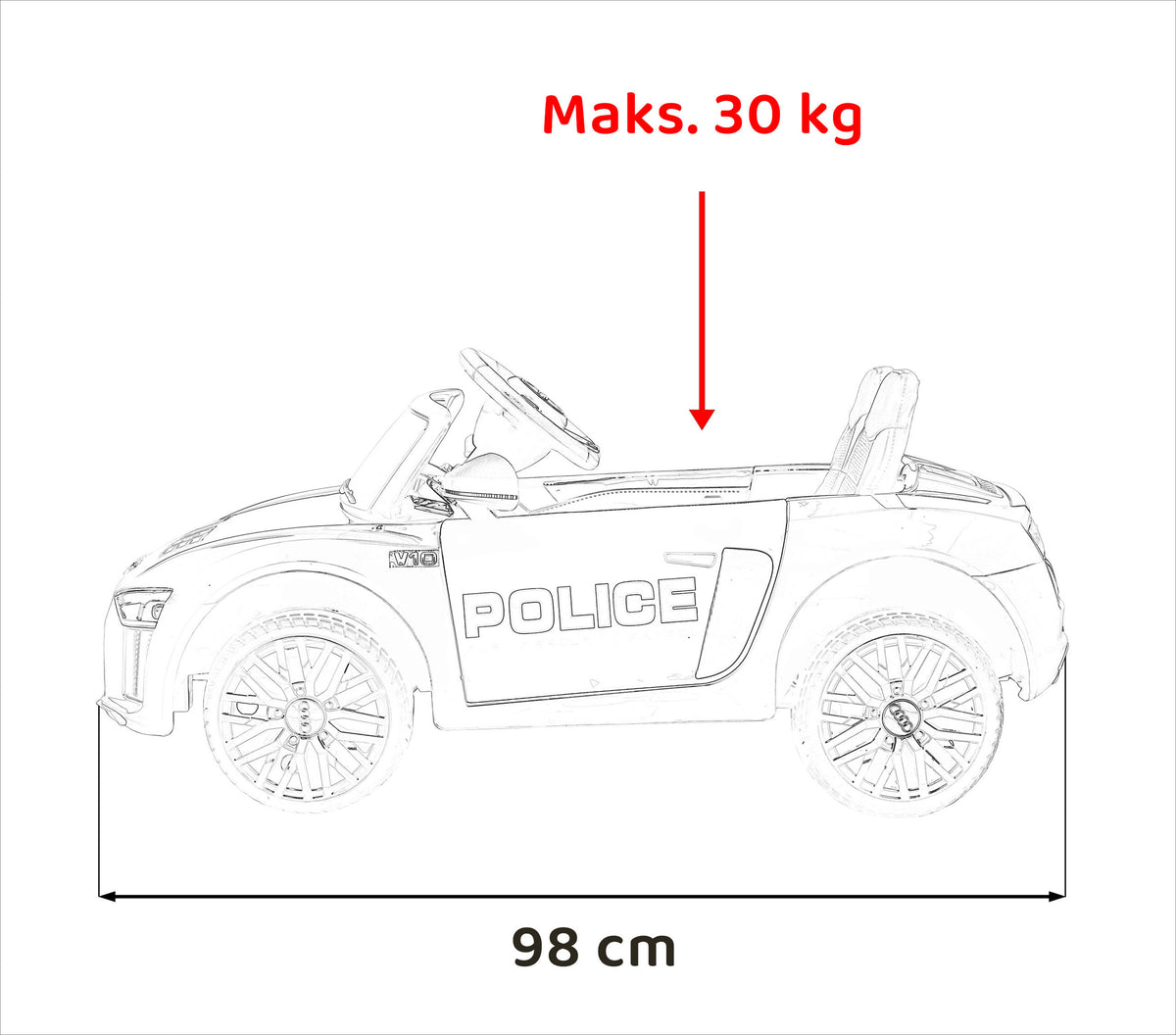Elektrické autíčko Audi R8 Police