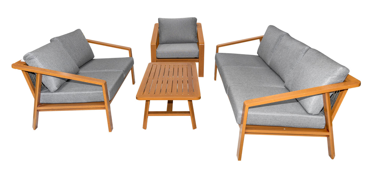 Aluminum Garden Furniture Two Sofas + Armchair + Table