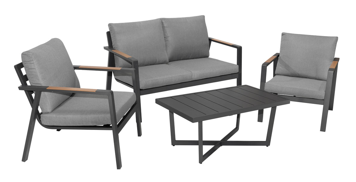 Aluminum Garden Furniture Sofa + Two Armchairs + Table