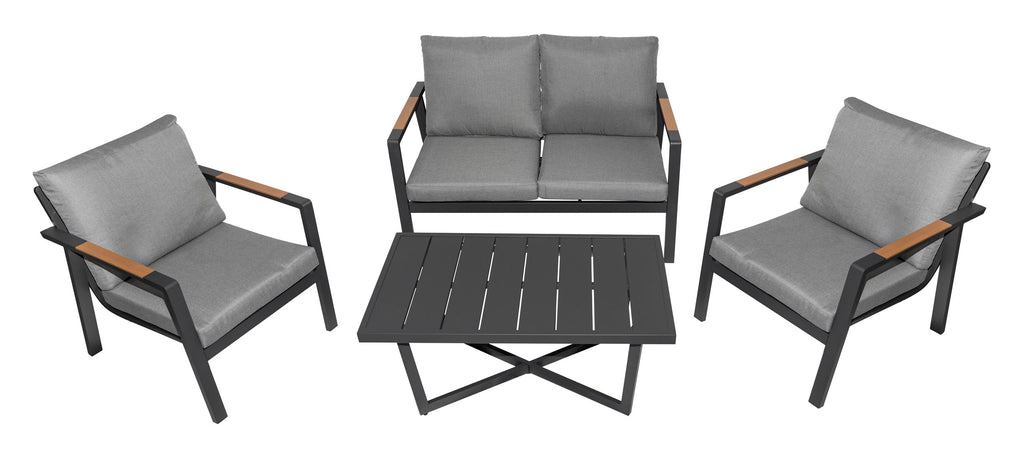 Aluminum Garden Furniture Sofa + Two Armchairs + Table