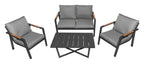 Aluminum Garden Furniture Sofa + Two Armchairs + Table