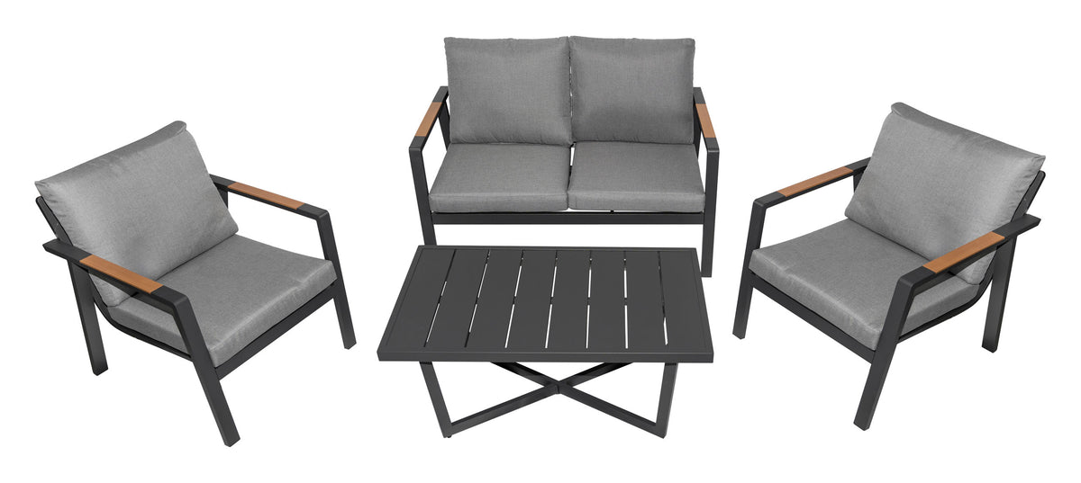 Aluminum Garden Furniture Sofa + Two Armchairs + Table