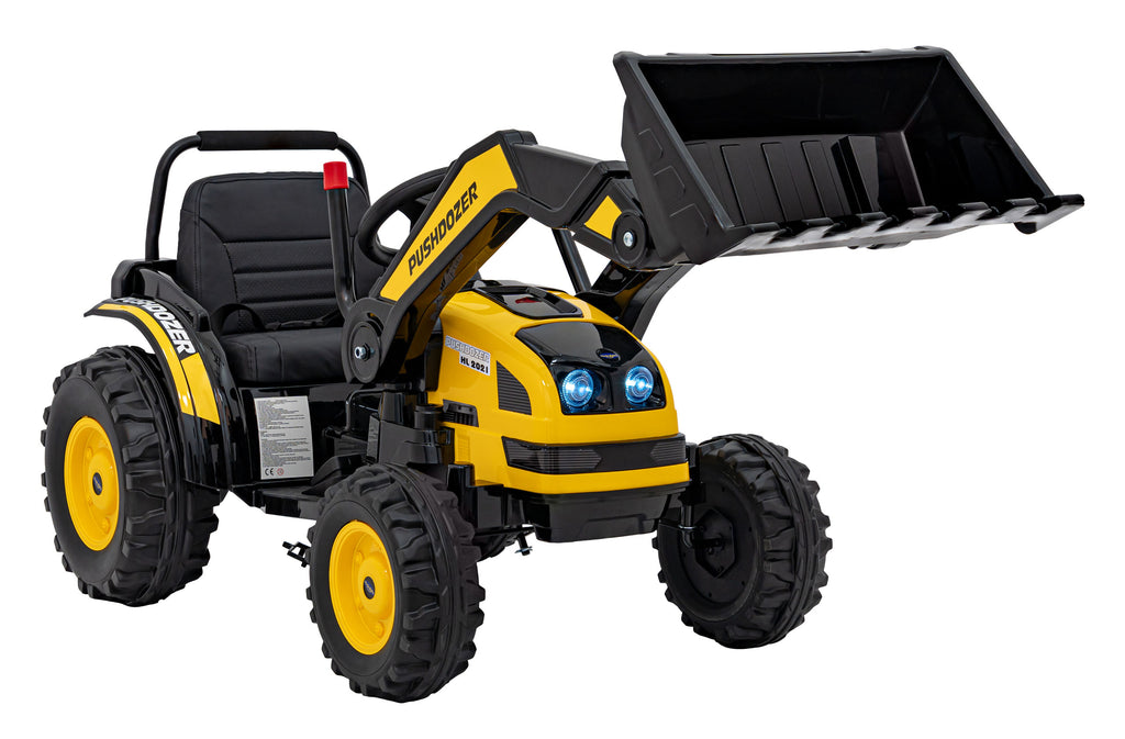 Elektrický traktor s nakladacou lyžicou 12 V – žltý