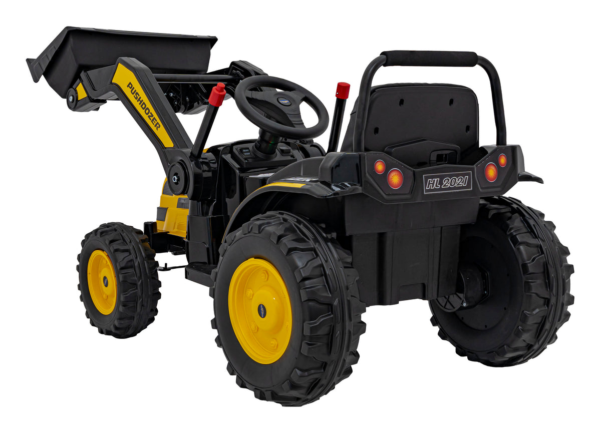 Elektrický traktor s nakladacou lyžicou 12 V – žltý