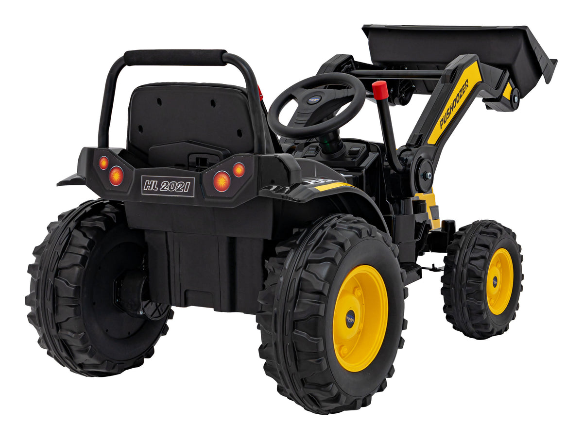 Elektrický traktor s nakladacou lyžicou 12 V – žltý