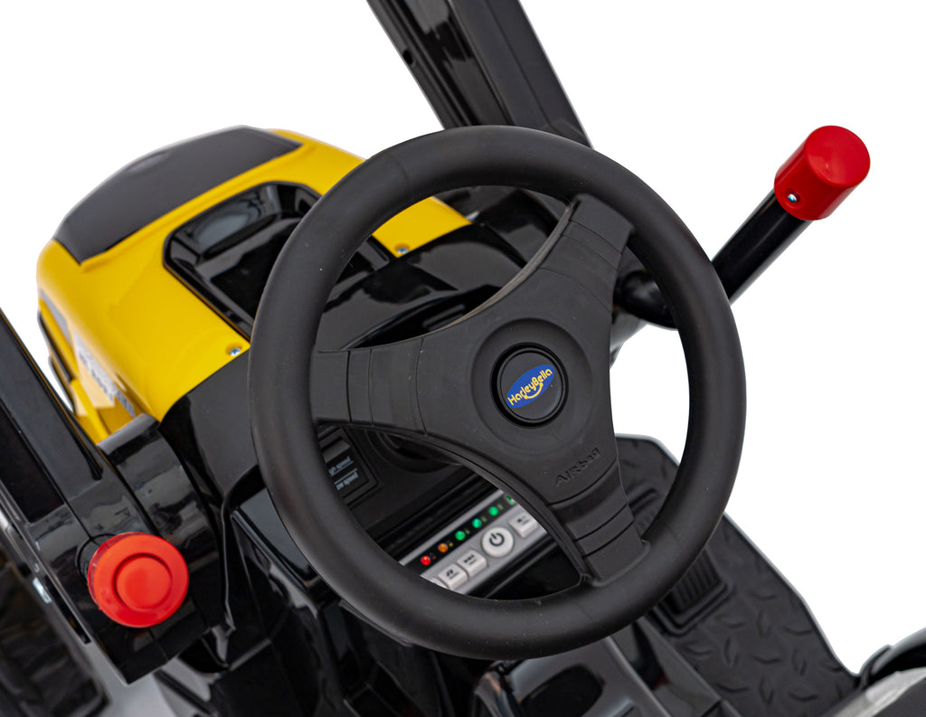 Elektrický traktor s nakladacou lyžicou 12 V – žltý
