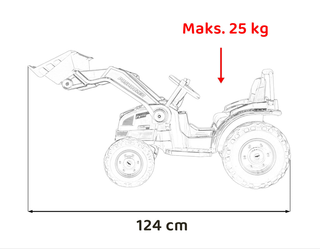 Elektrický traktor s nakladacou lyžicou 12 V – žltý