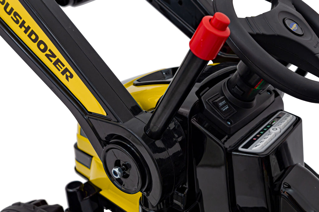 Elektrický traktor s nakladacou lyžicou 12 V – žltý