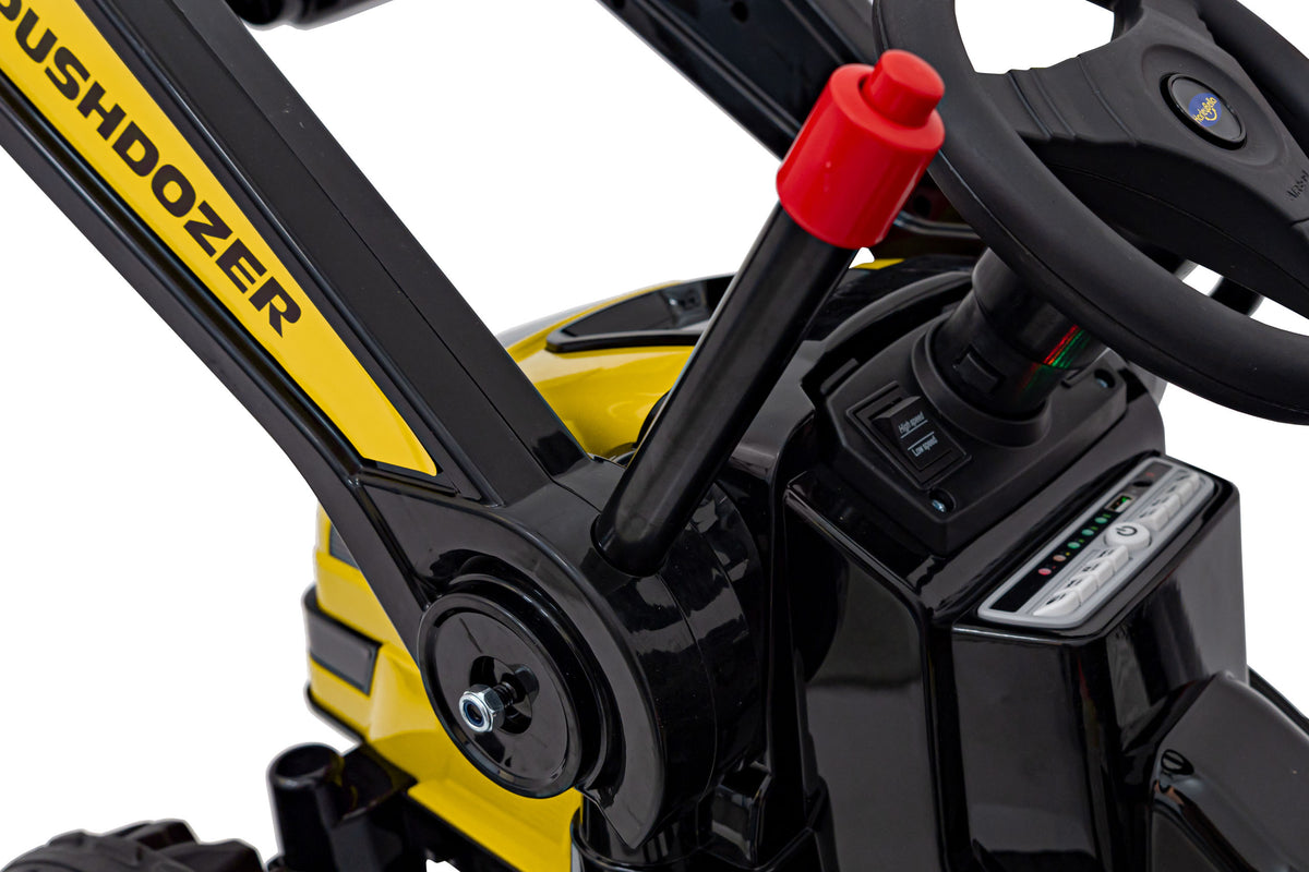 Elektrický traktor s nakladacou lyžicou 12 V – žltý