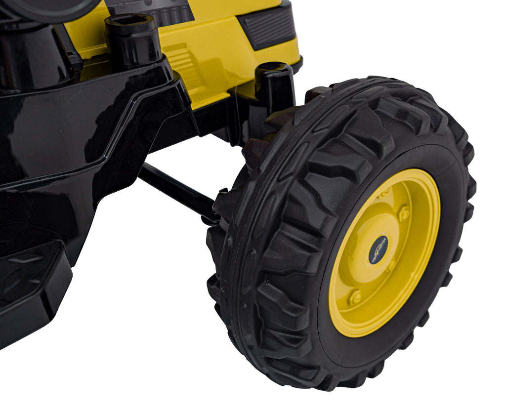 Elektrický traktor s nakladacou lyžicou 12 V – žltý