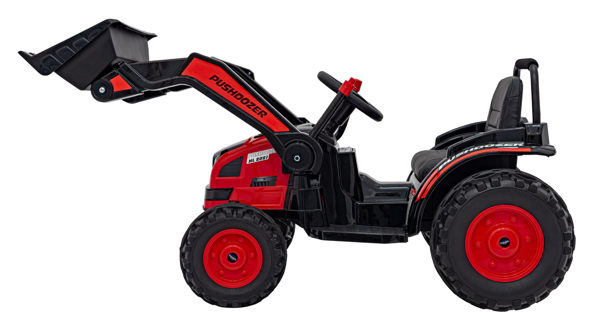 Elektrický traktor s nakladacou lyžicou 12 V – červený