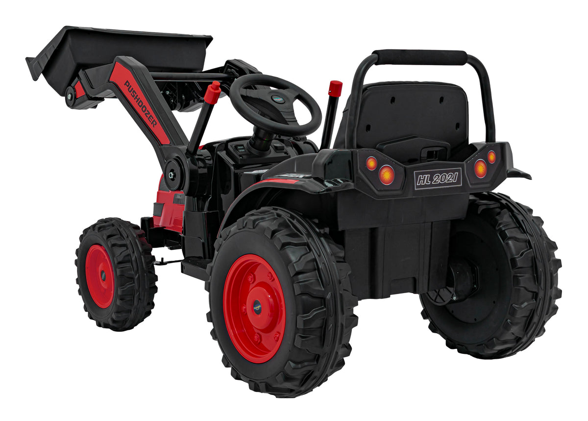 Elektrický traktor s nakladacou lyžicou 12 V – červený