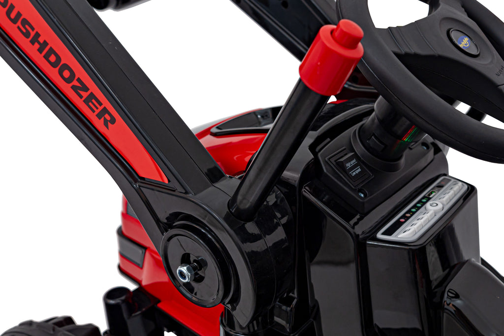 Elektrický traktor s nakladacou lyžicou 12 V – červený
