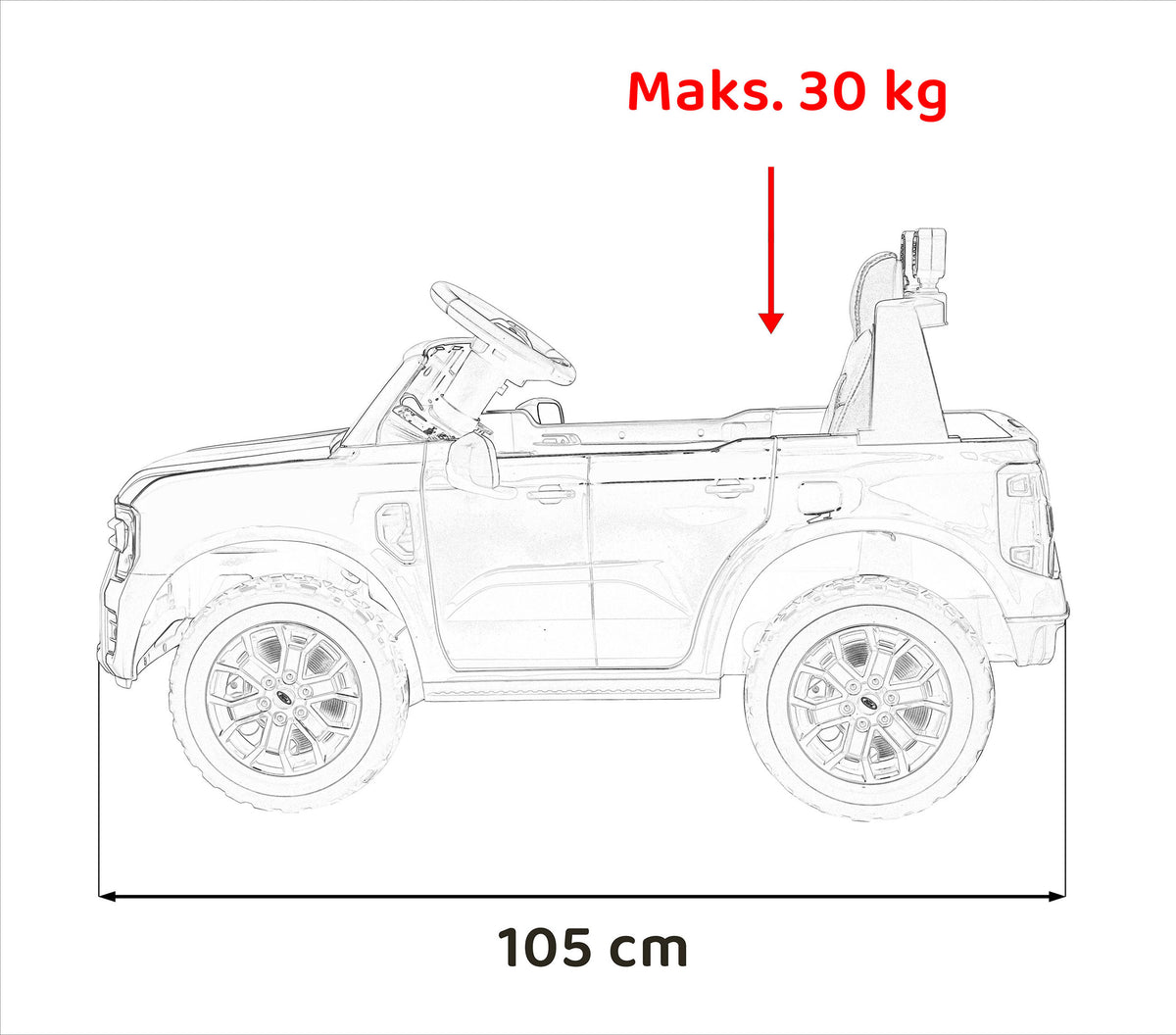 Elektrické autíčko Ford Ranger LIFT žltá