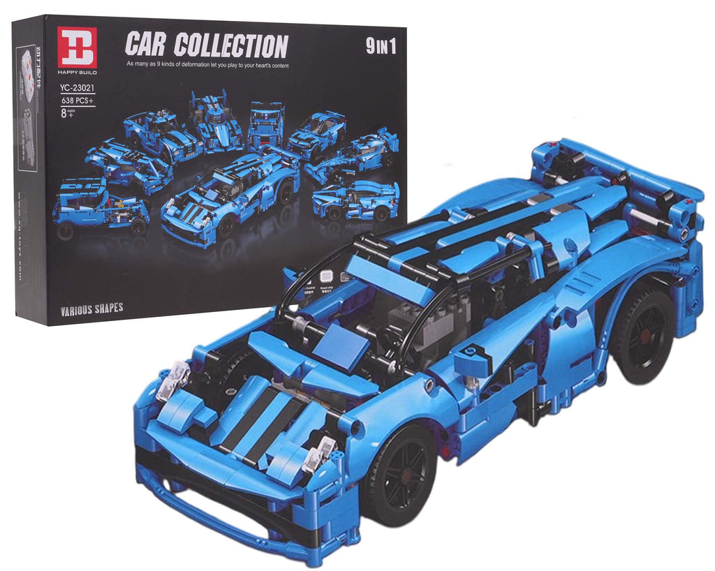 Vehicles Building Blocks Set 638pcs Blue