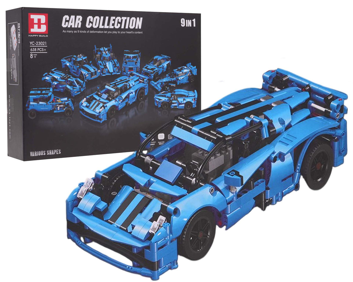 Vehicles Building Blocks Set 638pcs Blue