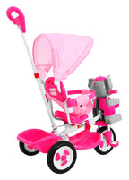 3-wheeled children's bike Elephant Pink + Sounds + Roof + Barrier + Footrest + Handle + Storage