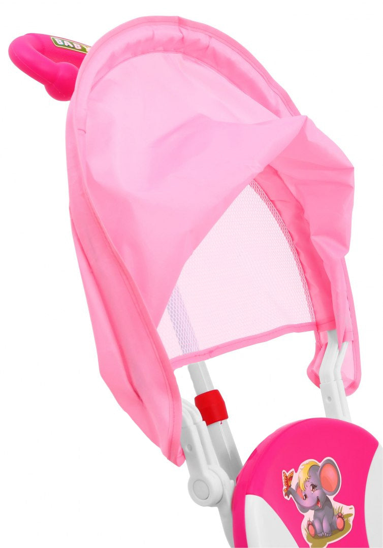 3-wheeled children's bike Elephant Pink + Sounds + Roof + Barrier + Footrest + Handle + Storage