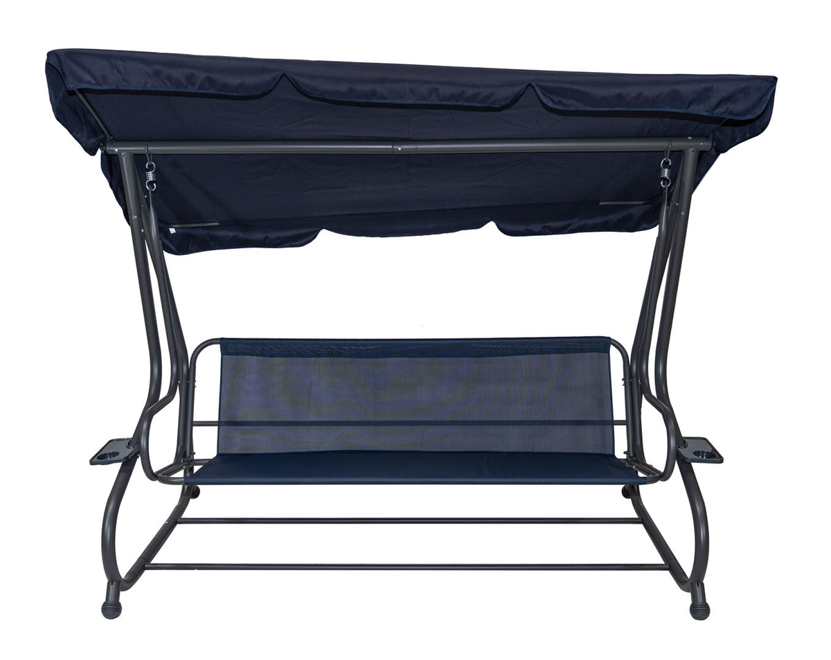 Garden Swing Seat Textylina 2x1 Pattern Leaves Navy Blue