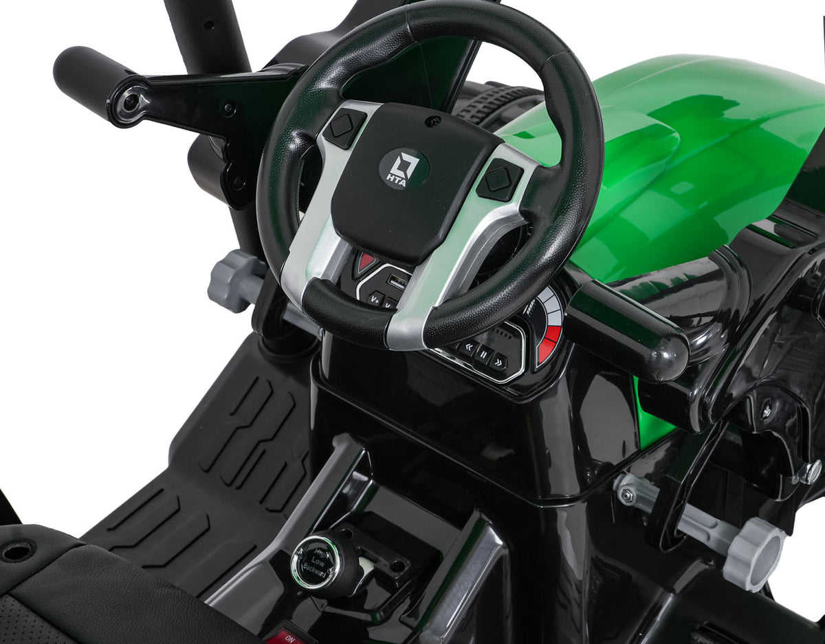 Elektrický traktor MEGA D68 s prívesom zelená