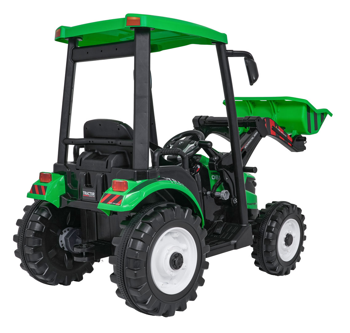 Elektrický traktor MEGA D68 s prívesom zelená