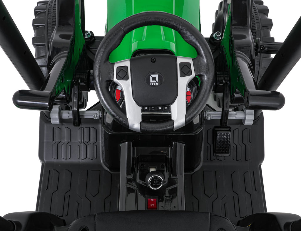 Elektrický traktor MEGA D68 s prívesom zelená