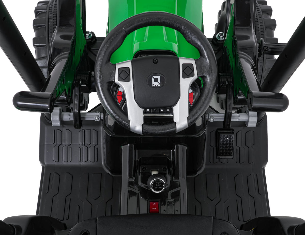 Elektrický traktor MEGA D68 s prívesom zelená