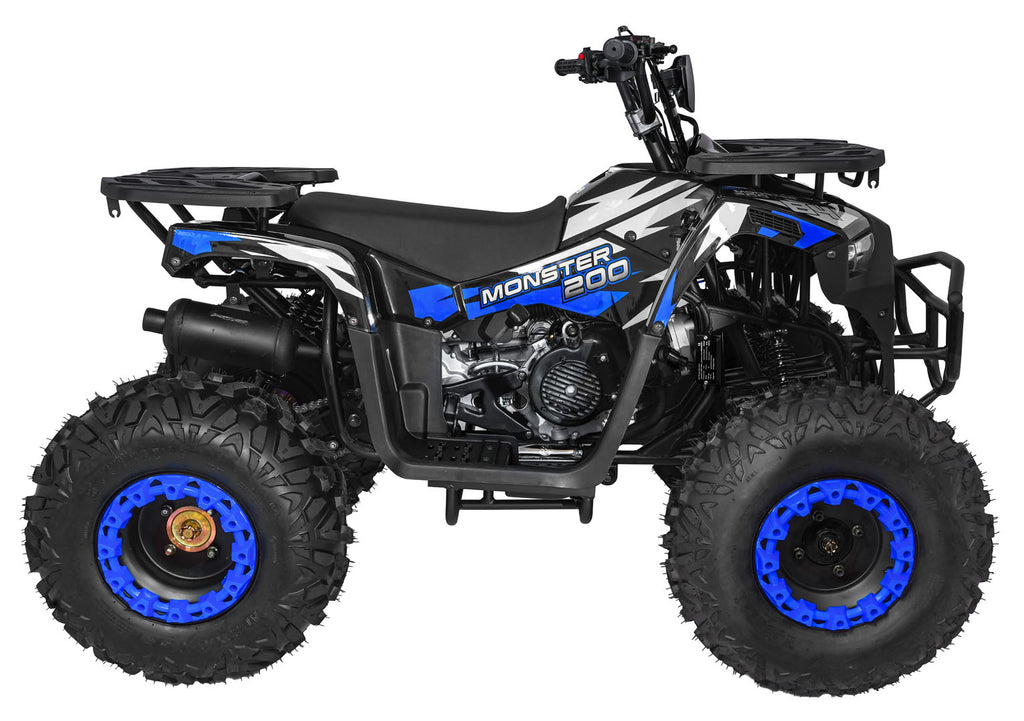 200CC MONSTER Blue Petrol Quad Bike