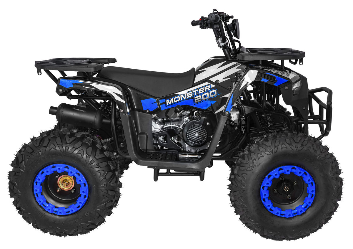 200CC MONSTER Blue Petrol Quad Bike