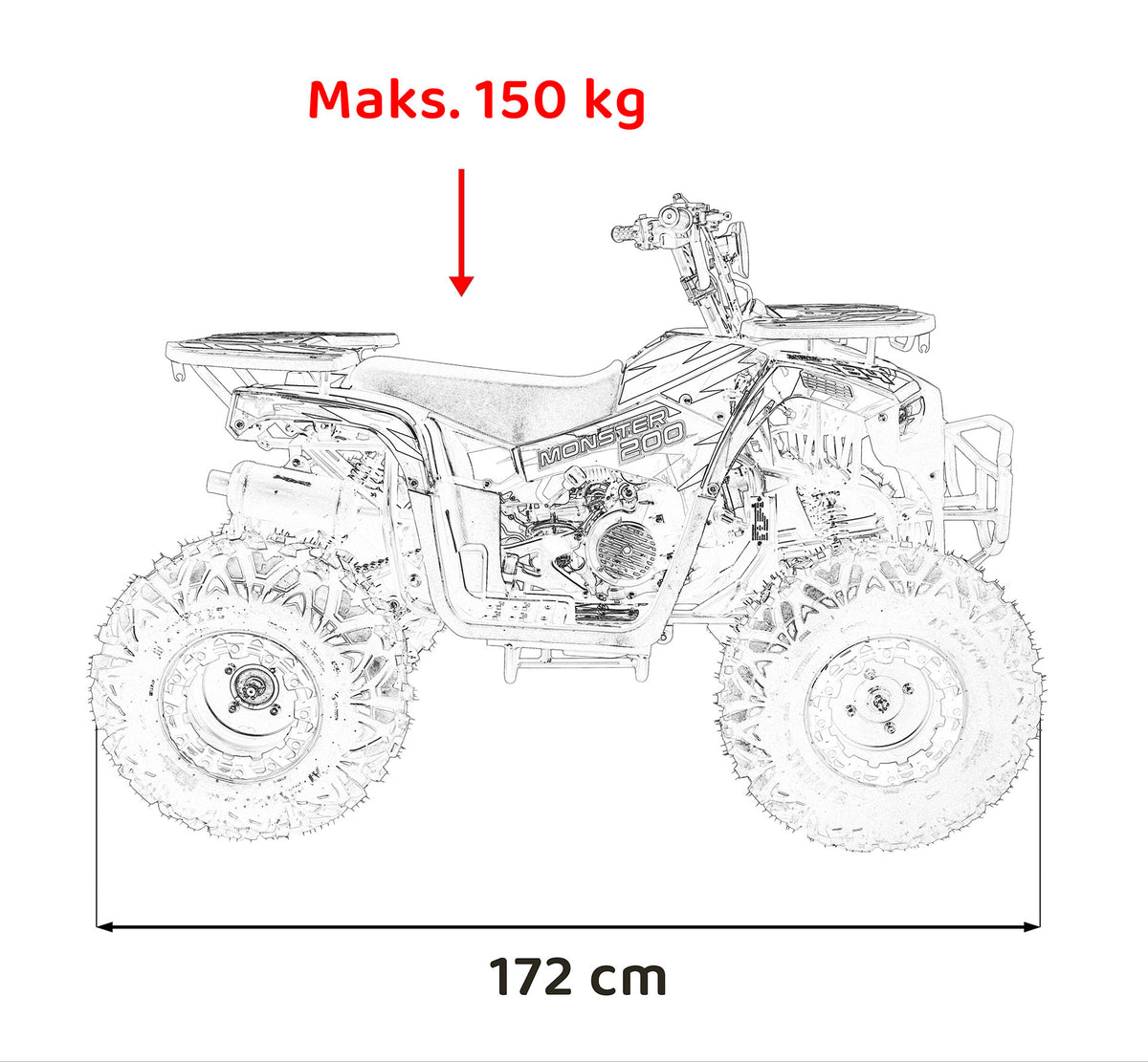 Quad Bike Petrol 200CC MONSTER Red